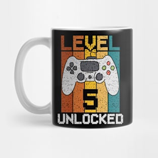 Level 5 Unlocked, Retro 5th Birthday Gamer Mug